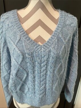 Happily Grey Cable knit Preppy Sweater Size L